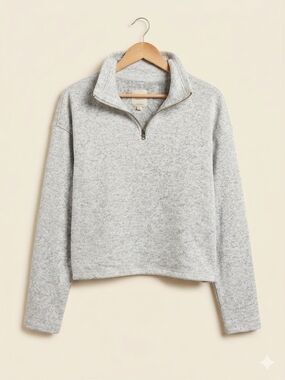 Thread & Supply Light Heather Gray Quarter-Zip Pullover Sweatshirt Fleece Size M